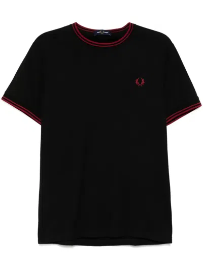 Fred Perry T-shirt Mit Streifendetails In Schwarz