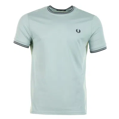 Fred Perry Twin Tipped T Shirt Silver Blue / Dark Airforce