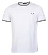 Fred Perry Logo-embroidered Cotton T-shirt In White