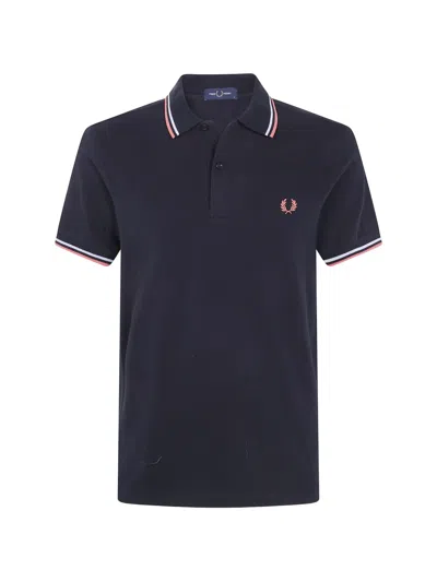Fred Perry Twin-tipped Piqué Polo Shirt In Blue