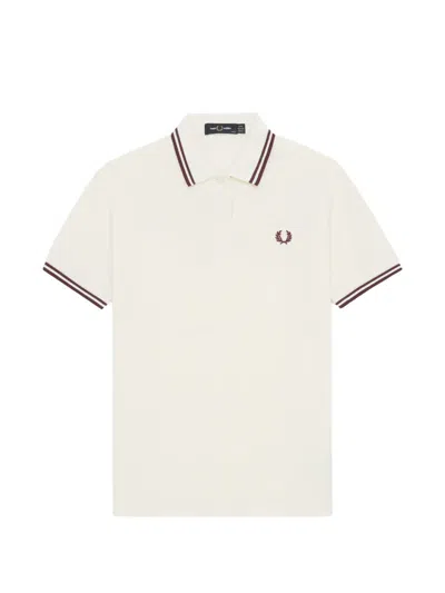 Fred Perry Twin-tipped Piqué Polo Top In White