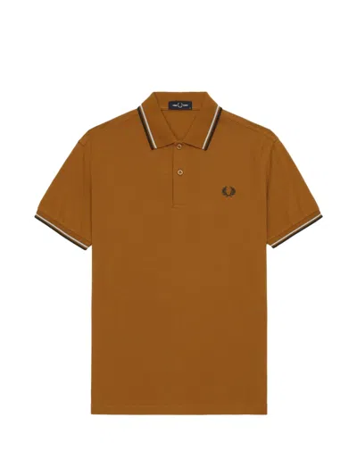 Fred Perry Twin-tipped Polo Shirt In Brown