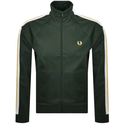 Fred Perry Two Color Taped Track Jacket In Green