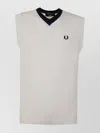 Fred Perry V-neck Knitted Tank Top In Gray