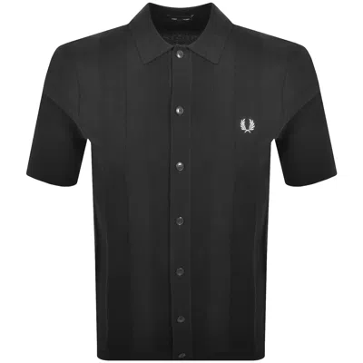 Fred Perry Knitted Tonal Vertical Stripe Shirt Anchor Grey In Gray