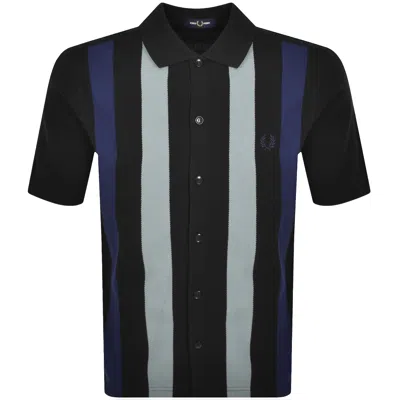 Fred Perry Vertical Stripe Polo T Shirt Black In Multi