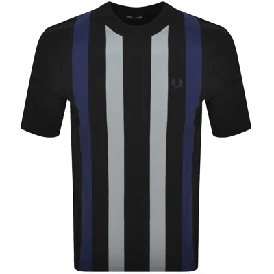 Fred Perry Vertical-stripe T-shirt In Black
