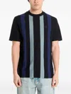 Fred Perry Vertical-stripe T-shirt In Black