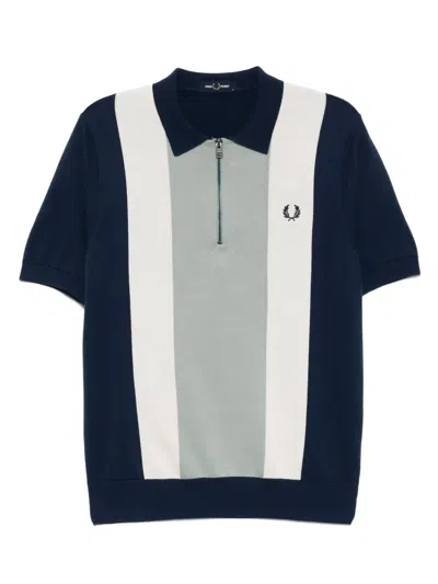 Fred Perry Vertical-striped Polo Shirt In Navy