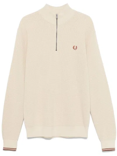 Fred Perry Waffle-knit Sweater In Neutrals