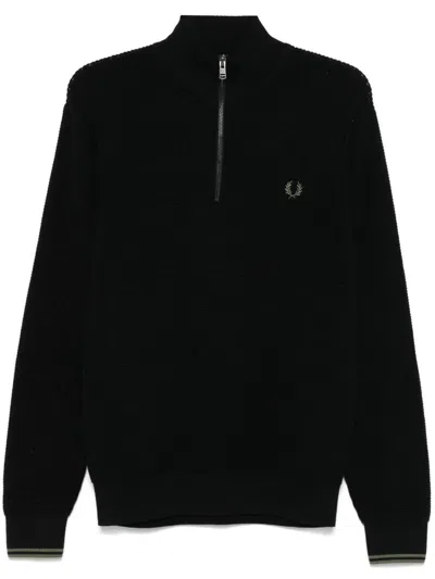 Fred Perry Half-zip Sweater In Green