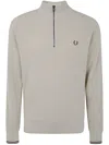 Fred Perry Waffle Stitch Half Zip Jumper In Nude & Neutrals