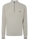 Fred Perry Waffle Stitch Half Zip Jumper In Beige