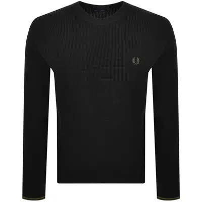 Fred Perry Waffle Stitch Knit Jumper Black