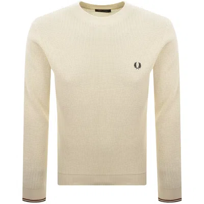 Fred Perry Waffle Stitch Knit Jumper Cream In Neutral