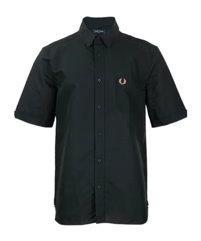 Fred Perry Wheat Ear Pattern Short-sleeved Shirt In Black