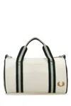 Fred Perry Mini Cylindrical Tote Bag In White