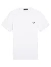Fred Perry Ringer Wreath-embroidered T-shirt In White