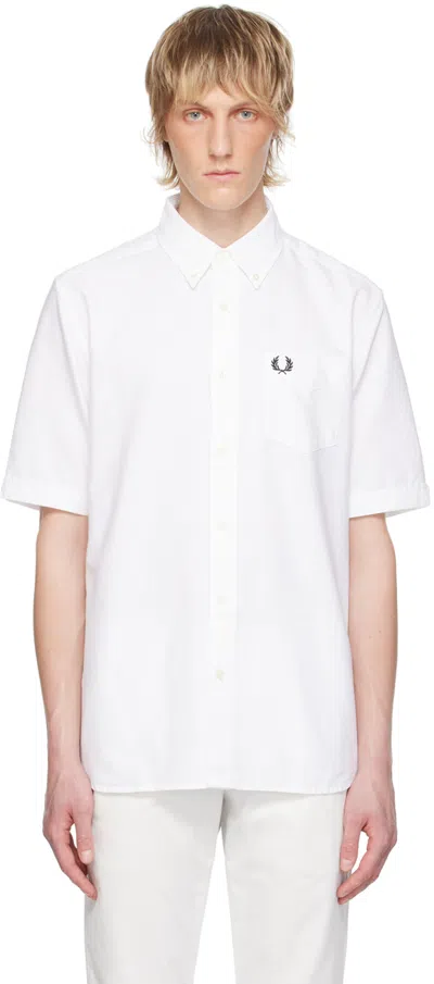 FRED PERRY WHITE EMBROIDERED SHIRT