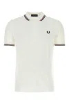 Fred Perry Short Sleeve Twin Tipped Polo Shirt Light Ecru Silver Cinnamon In White