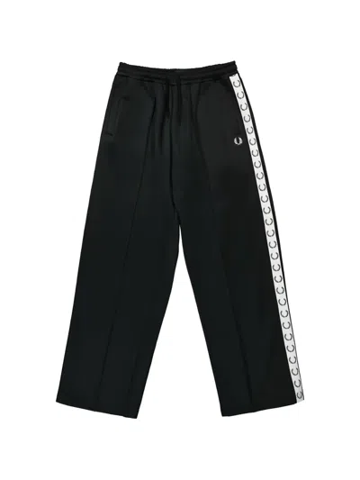 Fred Perry Wide-leg Track Trousers In Black