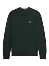 Fred Perry Logo-embroidered Crew-neck Jumper In Green
