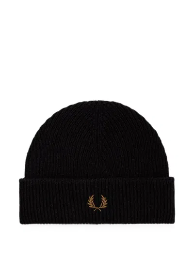 Fred Perry Wool Beanie Hat In Black