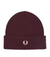 Fred Perry Wool-cotton Classic Beanie In Burgundy