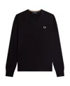 Fred Perry Crest-motif V-neck Sweater In Black