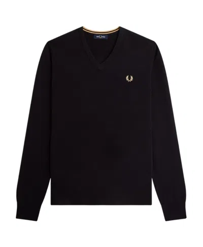 Fred Perry Wool Long-sleeved Sweater In Blue