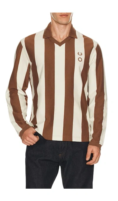 Fred Perry X Craig Green Heavy Weight Long Sleeve Polo Shirt In Brown