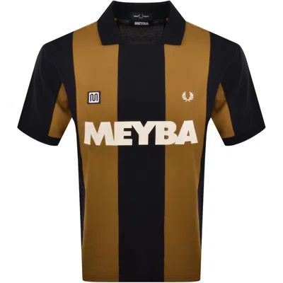 Fred Perry Meyba Cut And Sew Polo Shirt Navy In Brown