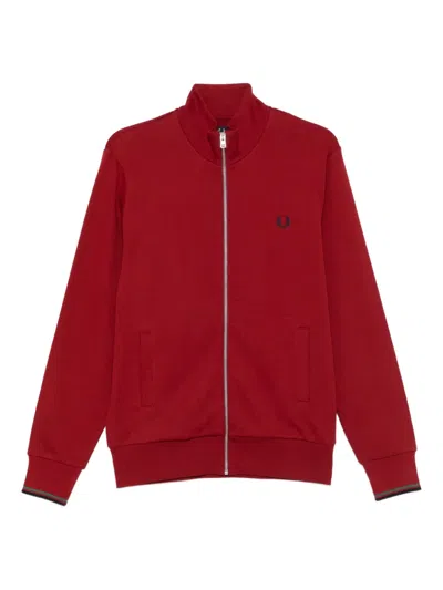 Fred Perry Zip-neck Cotton Sweatershirt In Red