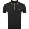 Fred Perry Zip Neck Crepe Polo T Shirt Black In Black