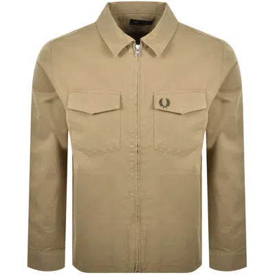 Fred Perry Zip Overshirt Dark Beige