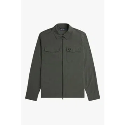 Fred Perry Zip Overshirt In Green