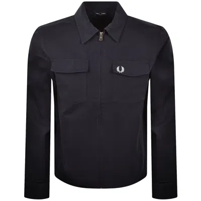 Fred Perry Zip Overshirt Navy In Blue