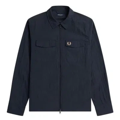 Fred Perry Zip Overshirt Navy In Blue