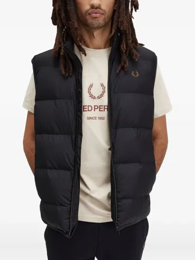 Fred Perry Zip Padded Gilet In Black