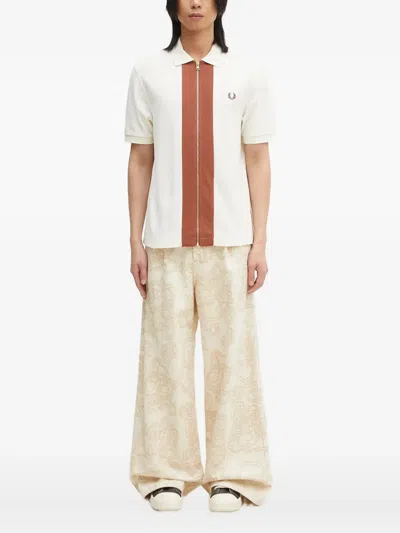 Fred Perry Zip-panelled Shirt In White