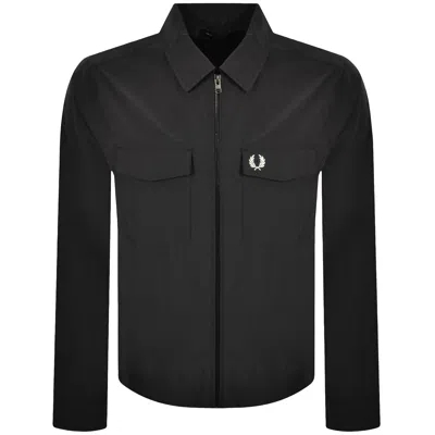 Fred Perry Zip Pocket Overshirt Anchor Grey In Black