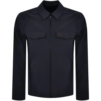 Fred Perry Zip Pocket Overshirt Navy In Blue