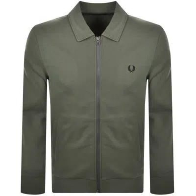 Fred Perry Zip Through Collared Sweatshirt Green