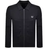 Fred Perry Zip Through Collared Sweatshirt Navy In Blue