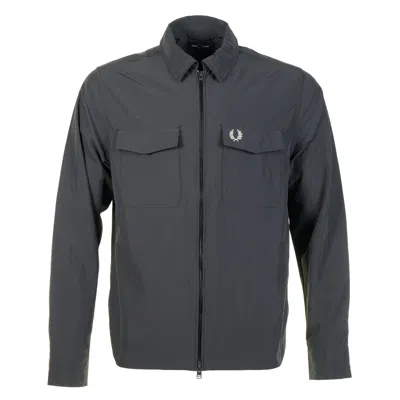 Fred Perry Zip Through Overshirt Anchor Grey In Gray
