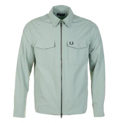 Fred Perry Zip Through Overshirt Bayleaf In Green