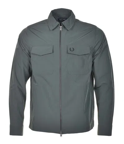 Fred Perry Zip Through Overshirt Court Green
