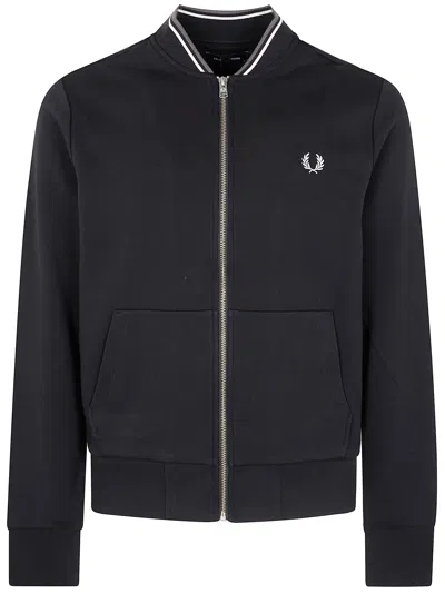 Fred Perry Zip Through Sweatshirt In White