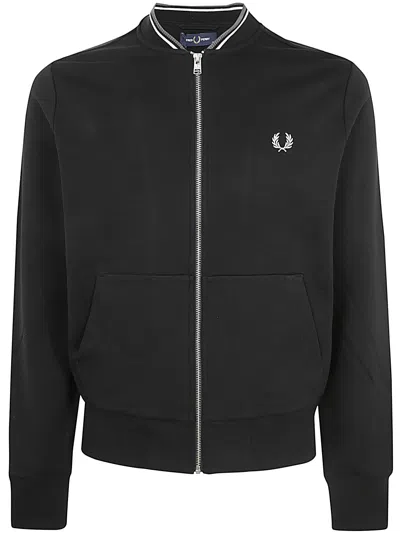 Fred Perry Mens Zip Through Sweatshirt In Black