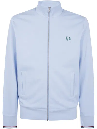 Fred Perry Motif-embroidered Zip-up Sweatshirt In Blue